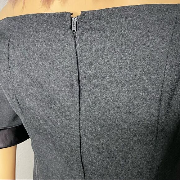 ILGWU Vintage Maxi Off Shoulder Short Sleeve Formal Dress Black Size 8 - Picture 8 of 16
